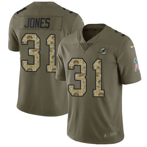 Nike Miami Dolphins #31 Byron Jones Olive Camo Youth Stitched NFL Limited 2017 Salute To Service Jersey